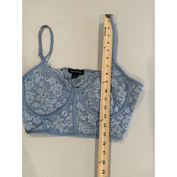 NEW Streetwear Society Bra Crop Top XL Blue Lace Festival Travel Coquette Twee - Image 4