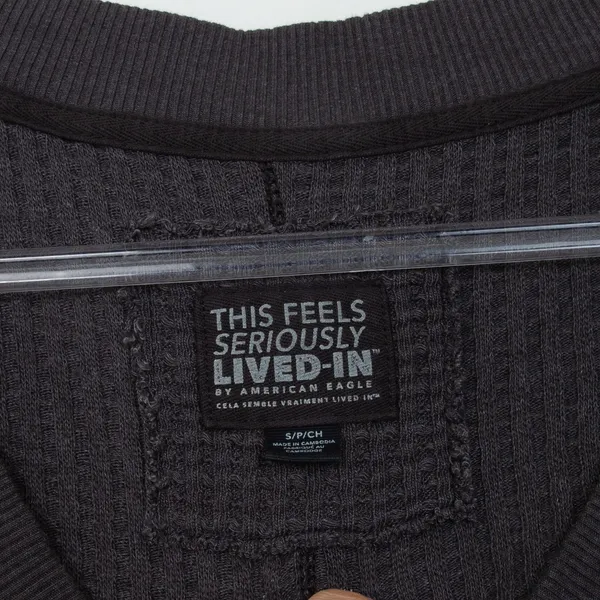American Eagle Seriously Lived In Big Hug Waffle Knit Pullover Gray M Oversized - Image 5