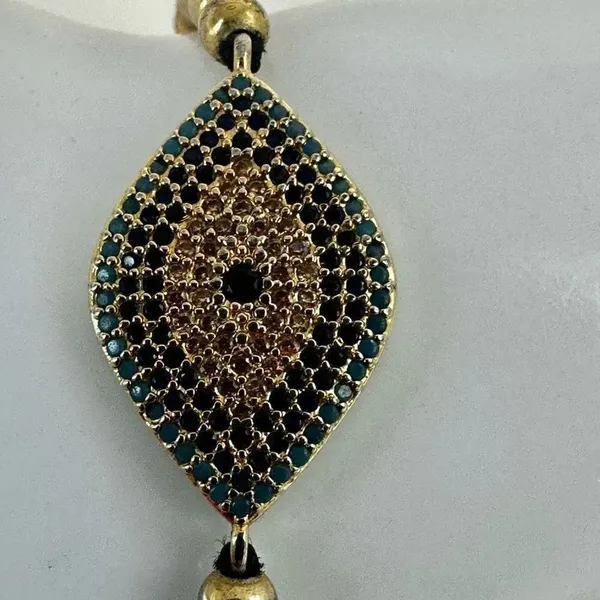 Rhinestone eye adjustable bracelet Gold - Image 3