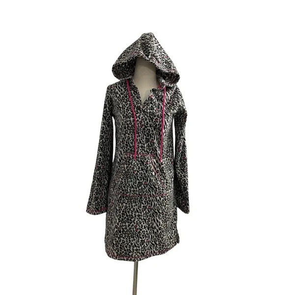 Jennifer Moore Jenni Intimates Women’s Sleep Hoodie Dress Leopard Size XS #D1 - Image 2