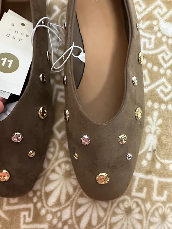a new day Taupe Suede Studded Ballet Flats - Image 3