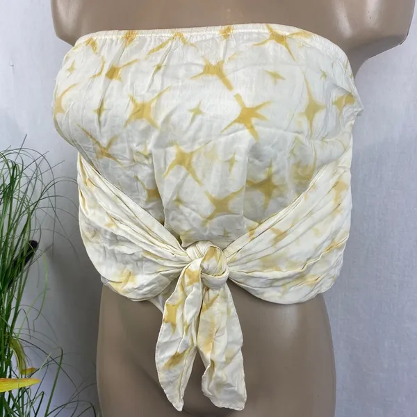 Aerie Ivory Print Sleeveless Handkerchief Asymmetric Crop Top XL - Image 2
