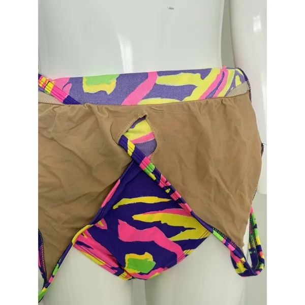 Vintage La Blanca 80s 90s One Piece Swimsuit Women’s Size 14 Neon Abstract Belt - Image 10