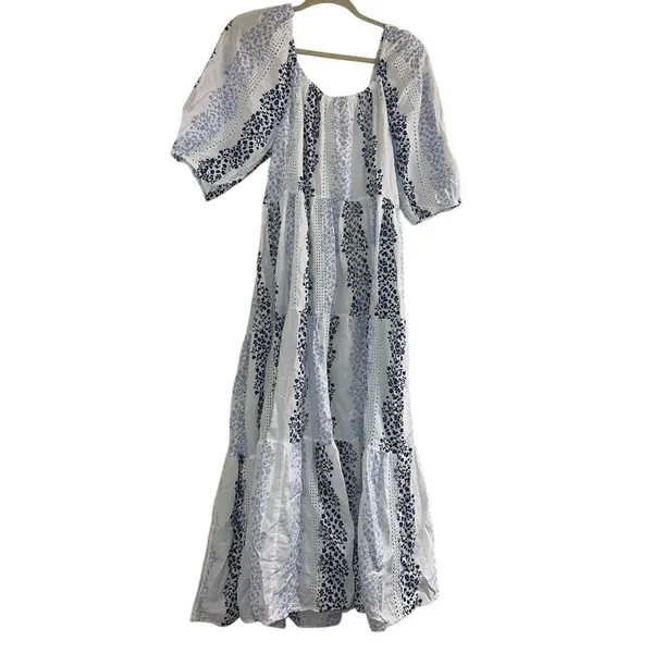 ✨ZARA Bloggers Favorite Printed & Embroidered blue white maxi Sz Medium dress✨ - Image 10