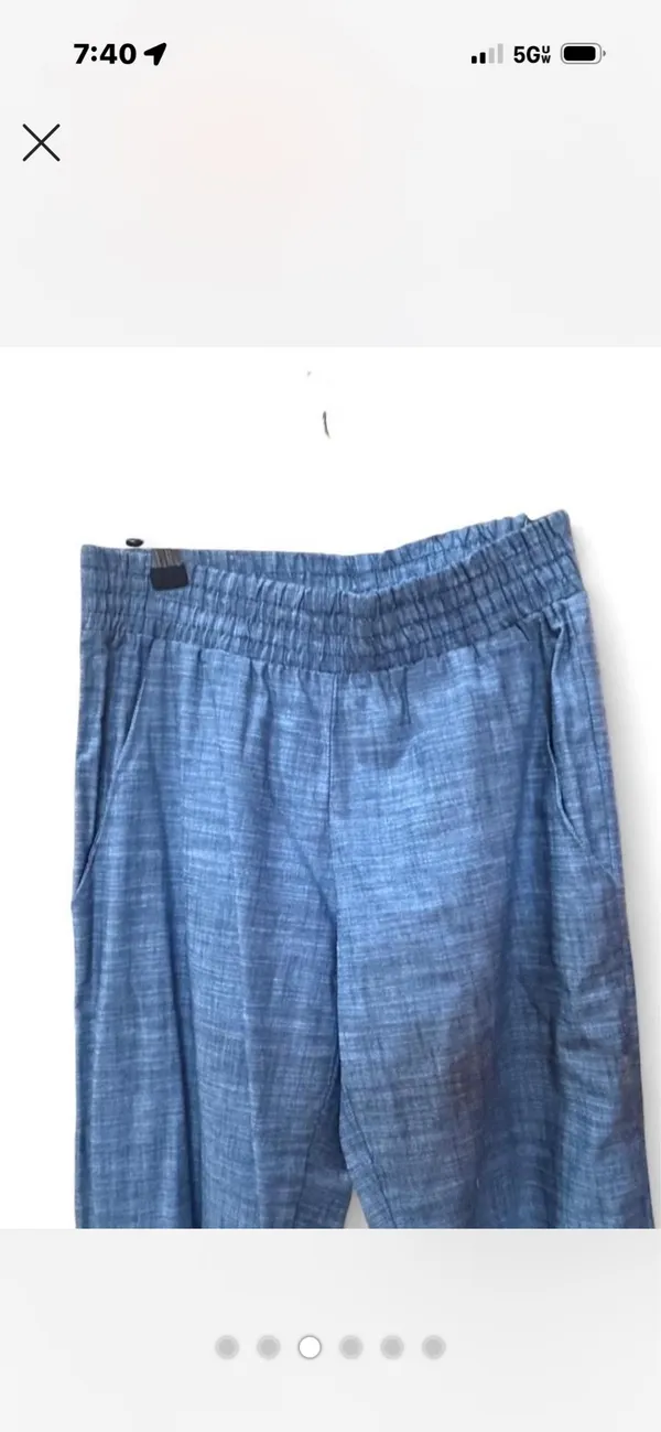 Drew Blue Linen Pants with Subtle Stripes Sz XS NWT Retail $166 - Image 3