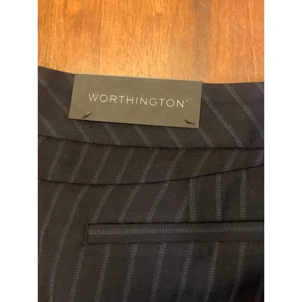 Worthington NWT Slacks 12 Petite Navy Pinstripe Modern Fit - Image 9