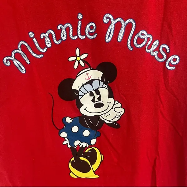 Disney Store Minnie Mouse Sailor Graphic‎ T-Shirt Red Size Medium - Image 2