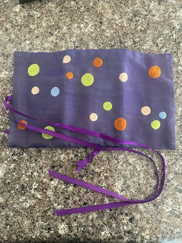 Vintage polka dot Satin jewelry roll - Image 5