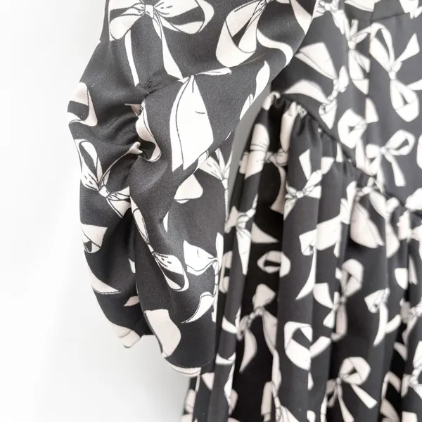 For Love & Lemons Womens Angelica Bow Print‎ Coquette Puff Sleeve Mini Dress XS - Image 4