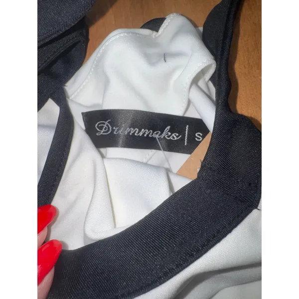 Drimmaks Black‎ and White Strappy Halter Fit Flare Dress Size S - Image 4