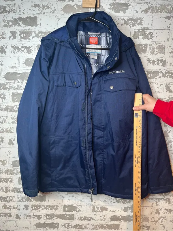 Columbia | women navy blue full zip coat with hood - Image 6