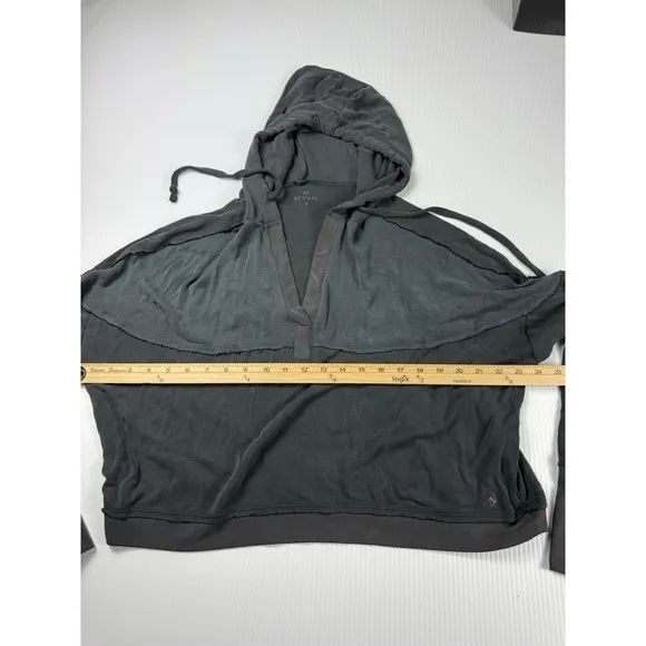 Rock Revival AS Revival Hoodie Womens‎ S Gray Pullover Crop Sweatshirt Hooded Long Sleeves - Image 3