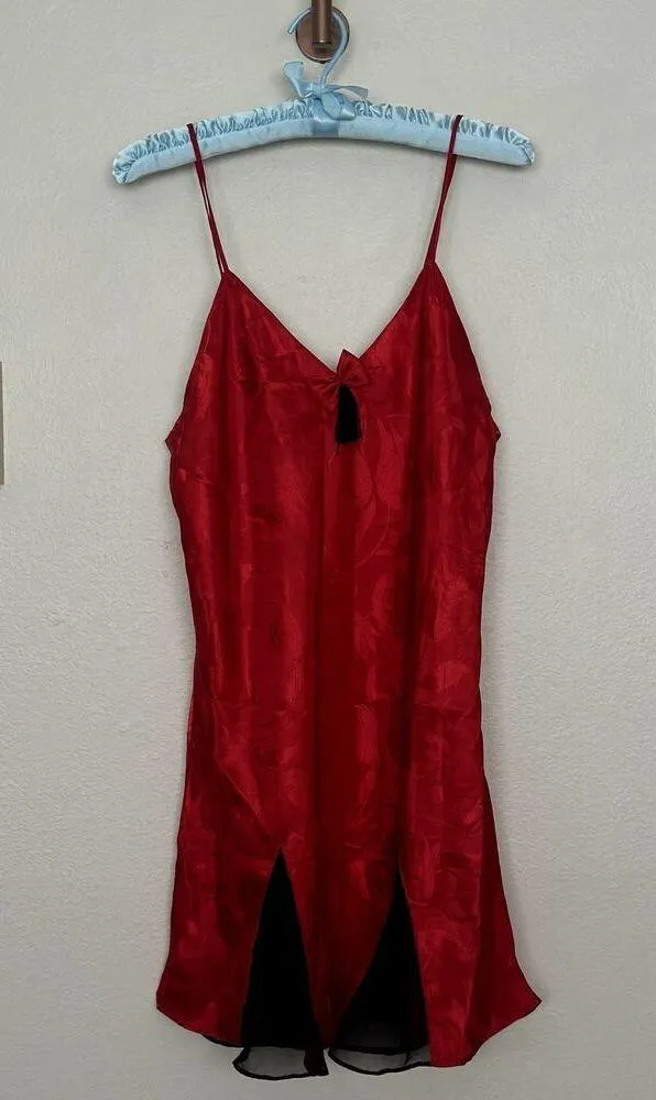 Victoria's Secret Vintage Gold Label Satin Night Gown Women's Red Tulip Tassel - Image 3