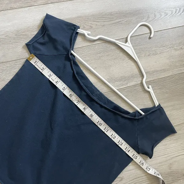 Brandy Melville Top cotton off shoulder bonnie crop womens Navy Blue (one size) - Image 3