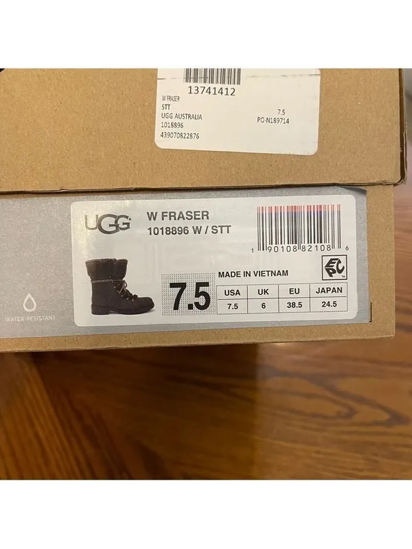 UGG Fraser Exposed Fur Stout Water-resistant Leather Combat Boots Size 7.5 Women - Image 12