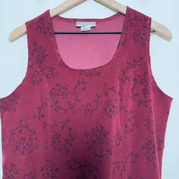 VTG 90s Whimsigoth Jumper Dress Medium Burgundy Paisley Maxi Faux Suede‎ Western - Image 2