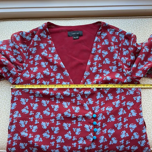 NWOT Lost Ink Puffed Long Sleeve Mock Wrap Blouse with Belt size XS - Image 8