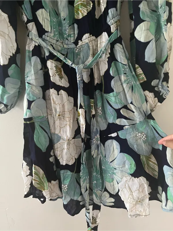Loft Blue Tropical Floral Mini Dress Medium Resort Vacation Beach Summer Cruise - Image 3