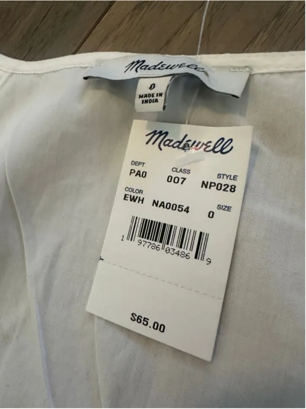 Madewell Twist Front Seamed Top Poplin White Size 0 - Image 4