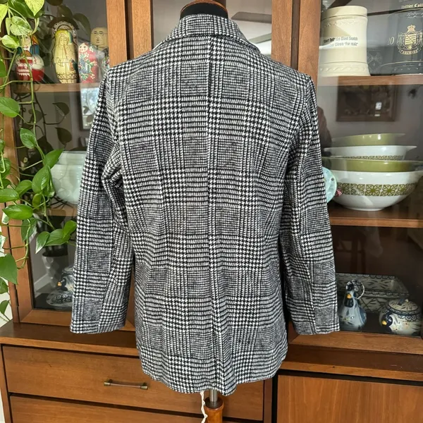 BOOHOO HOUNDSTOOTH CHECK WOOL LOOK BLAZER COAT - Image 8