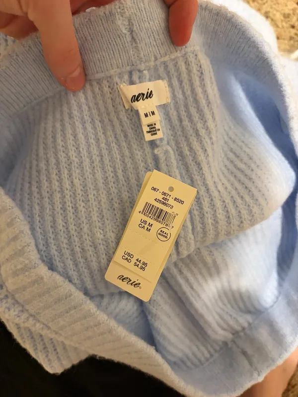 Aerie UnReal Knit Sweater Shorts in Eyelet Blue - Image 5