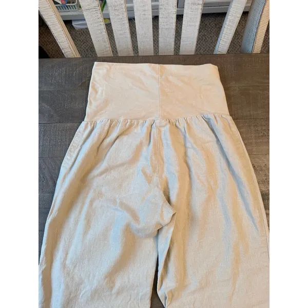 Just Living Women's Beige Wide Leg Linen Casual Pants Size Small - Image 8