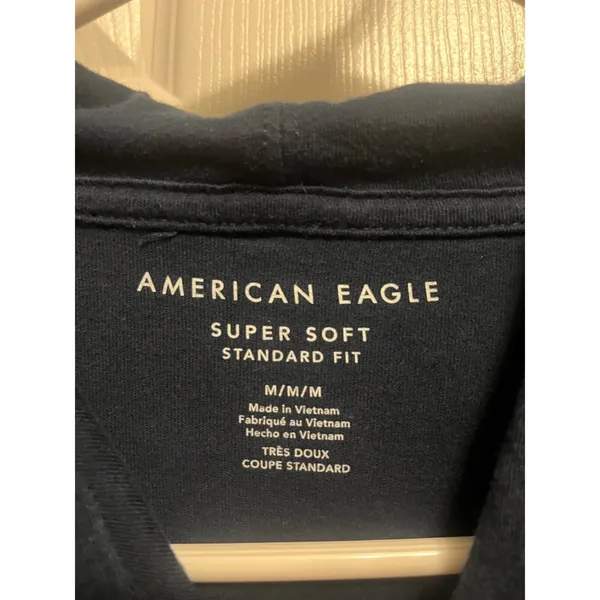 American Eagle Women's Navy Blue Lightweight Long Sleeve Hoodie Med Pre Teen - Image 3