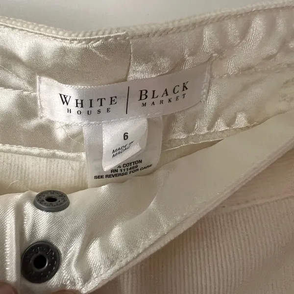 White House Black Market Ivory Cotton Corduroy Cropped Pants Women’s Size 6‎ - Image 8