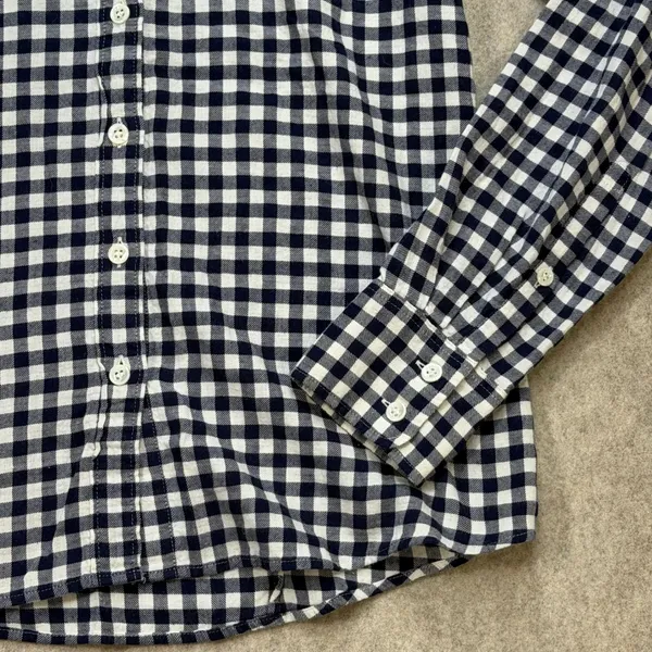 J.Crew Perfect Shirt Navy White Gingham Button‎ Down Long Sleeve Top Sz 6 School - Image 4
