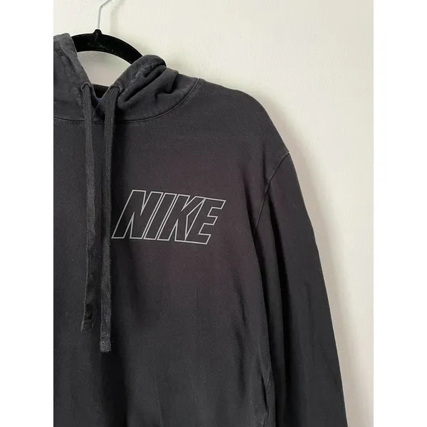 Nike Black Geometric Print Pullover Hoodie Logo Sweatshirt Size Small - Image 3