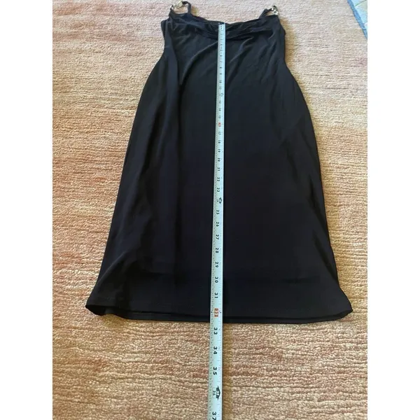 Black Cowl Neck Bodycon Dress with Rhinestone Chain Straps, Size S - Image 5