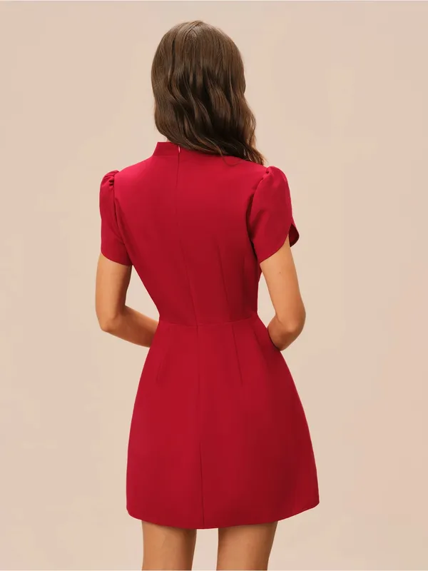 Rihoas Red Petal Sleeve Mini Dress - Image 4