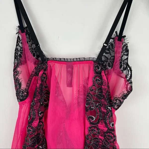 Victoria’s Secret Pink Lace Lingerie Nightie Tank Cami Top Sz Medium - Image 10