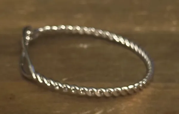 Stainless steel hook and eye rope bangle bracelet Silver - Image 5