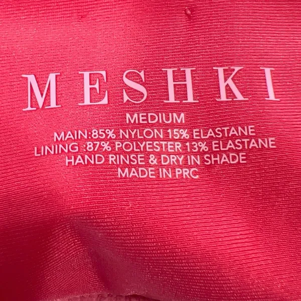 Meshki Pink Ribbed Knit 2 Piece Beach Swimsuit Swimwear Bikini Set Size L & M - Image 7