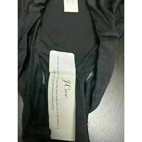 J.Crew Textured Curved-Waist Cheeky Bikini Bottom High Cut Black Size Small NWT - Image 4
