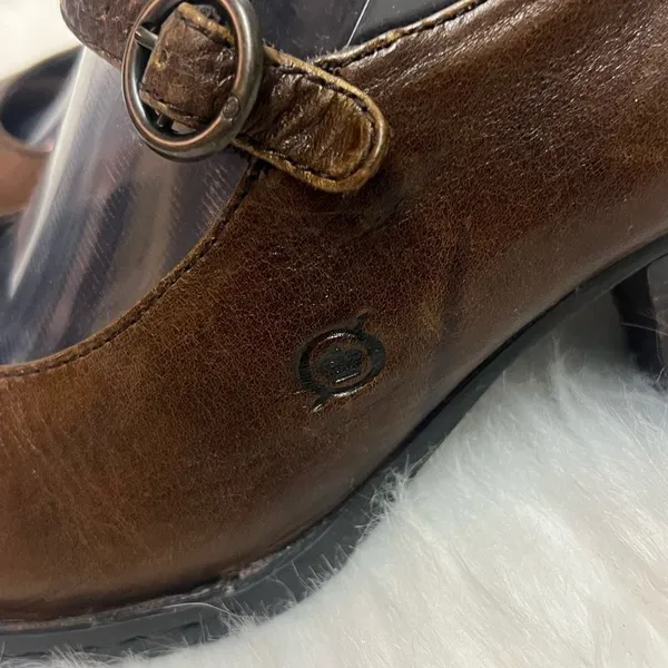 Hand Crafted Born Mary Jane Heeled Shoe Brown Genuine leather Size 9.5 Bin11 - Image 3