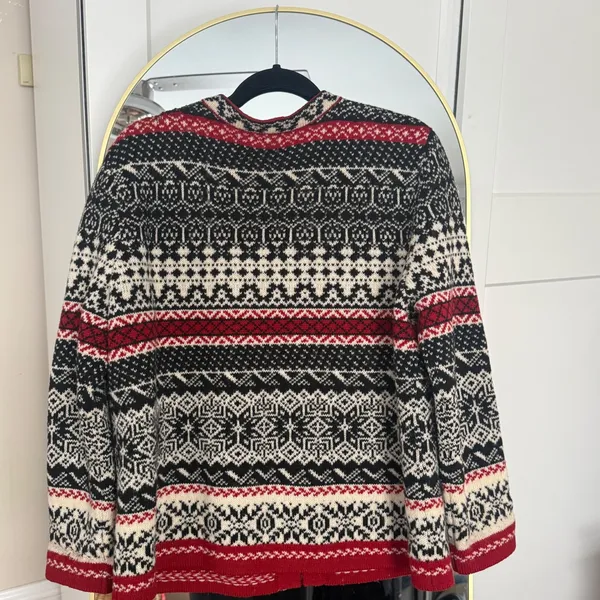 Susan‎ Bristol Women's Nordic Fair Isle Wool Cardigan Button Front L Apres-Ski - Image 5