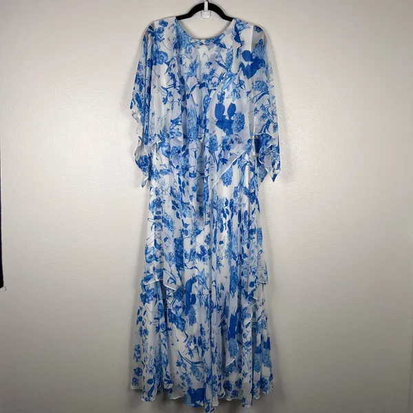 Vicky Tiel Women's Chiffon Floral Maxi Dress Sz 1X - Image 6