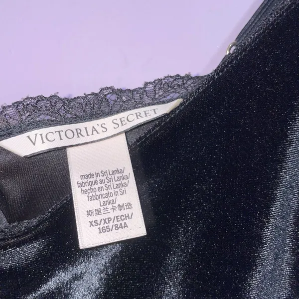 Victoria's Secret Velvet Slip Dress Women XS Black Mini Sexy Whimsigoth Witch - Image 4