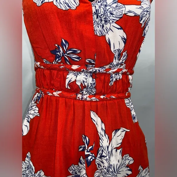Maxi Dress Red Japna Medium Racerback Red+ White Flowers - Image 6