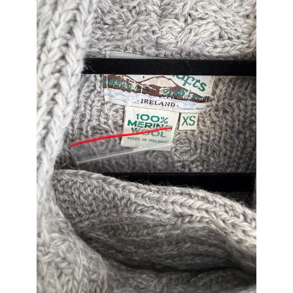 Aran Crafts cable-knit merino wool zippered front coatigan size XS - Image 2