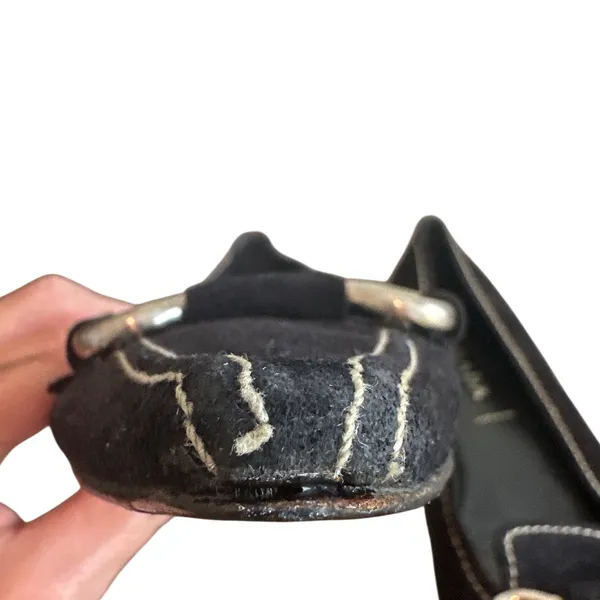 Prada Vintage Black Suede Horsebit Pointed Toe Loafers Black IT 38 US 8 Archive - Image 11
