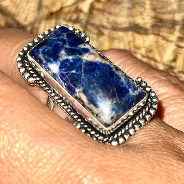 Navy Sodalite Ring Size 6 3/4 Blue - Image 5