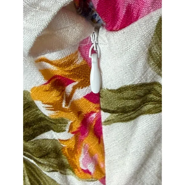 White Closet Maxi Dress Women Medium White Pink Linen Floral Boho Cottagecore - Image 8