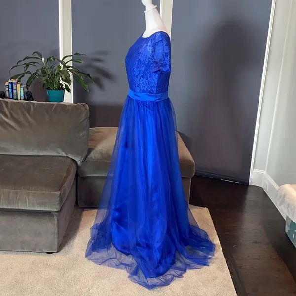 Women’s Short Sleeve Full Length Lace & Tulle Bridesmaid Party Dress Size XL NWT - Image 3