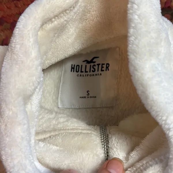 Hollister White Teddy Fleece Zip Up Jacket Cozy Warm - Image 5