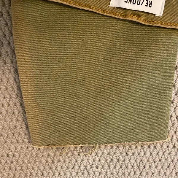 Re/Done NWT 70’s ultra high rise stove pipe raw hem size 26 crop green sage - Image 6