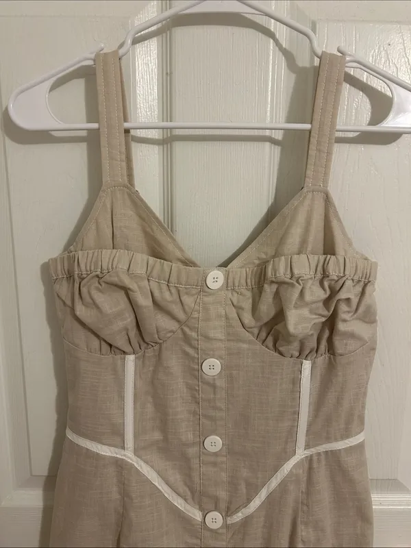 Sabo Skirt Oana Layered Button Front Dress NWT Size Medium, USA 6 Cotton Neutral - Image 6