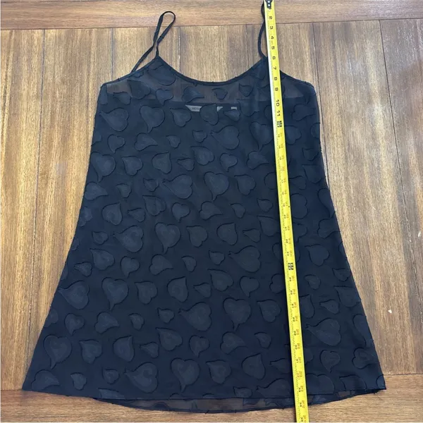Victoria's Secret Black Sheer Nightie Slip Sexy Sz L Hearts - Image 3